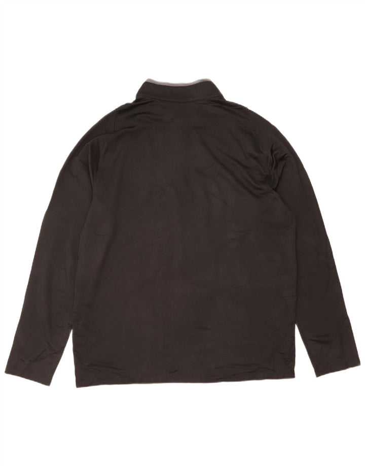 NIKE Maglia da ginnastica da uomo Dri Fit con zip e collo, grande, in poliestere nero