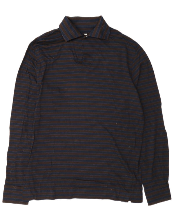 Camicia pullover da uomo Danolis in cotone a righe medie blu navy