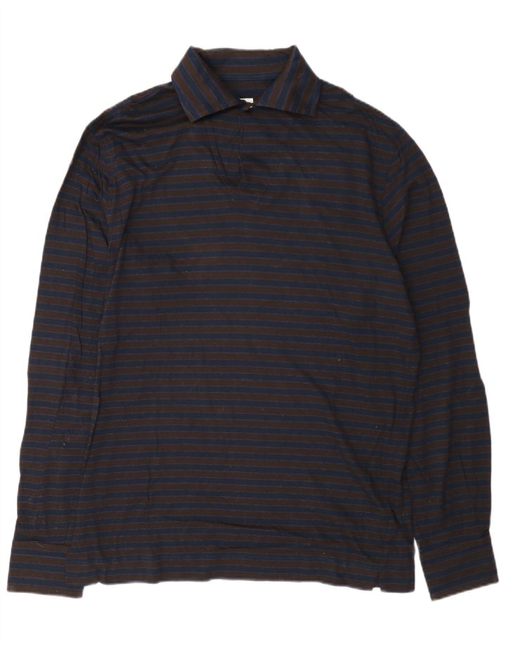 Camicia pullover da uomo Danolis in cotone a righe medie blu navy