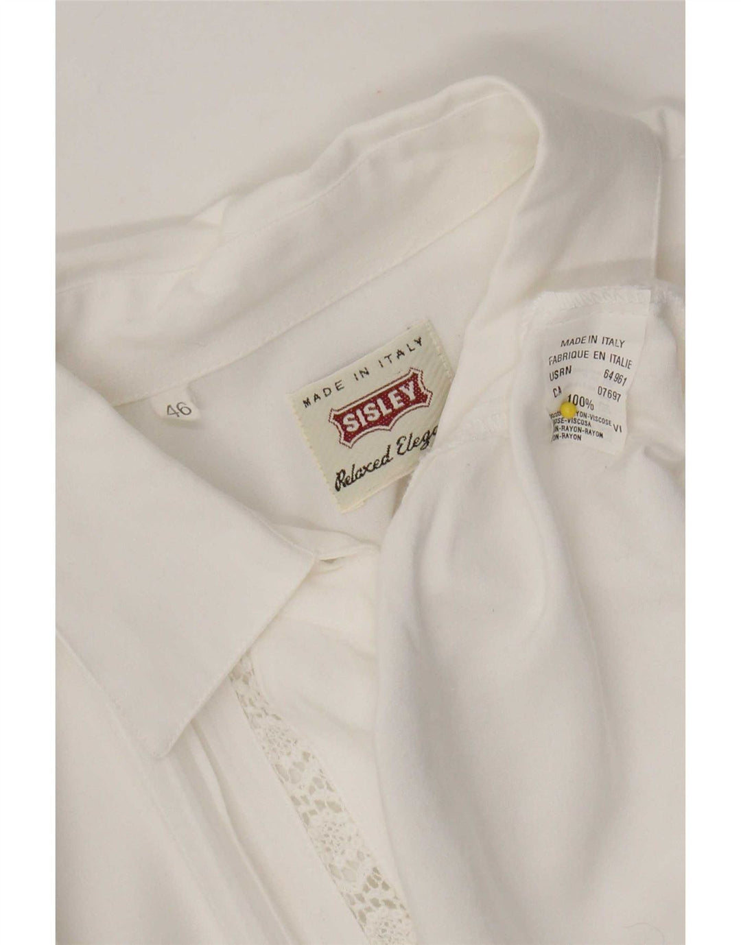 Camicia Donna Sisley IT 46 Large Viscosa Floreale Bianca