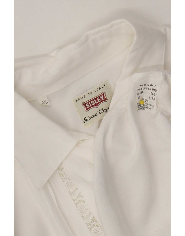 Camicia Donna Sisley IT 46 Large Viscosa Floreale Bianca