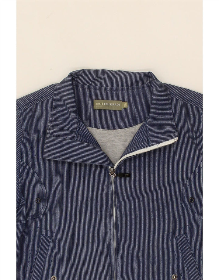 TRUSSARDI JUNIOR Boys Graphic Bomber Jacket 7-8 Years Navy Blue Striped Vintage Trussardi Junior and Second-Hand Trussardi Junior from Messina Hembry 