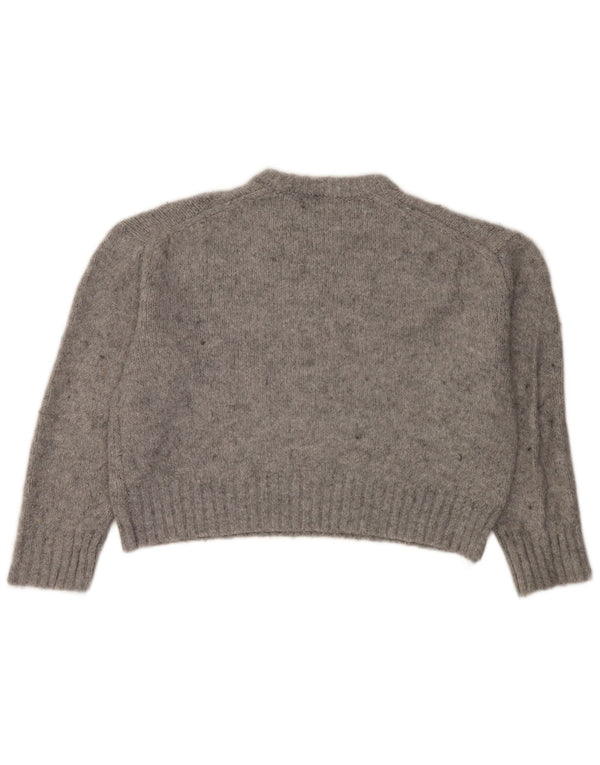Maglione corto girocollo da donna Zara UK 10 piccolo grigio screziato