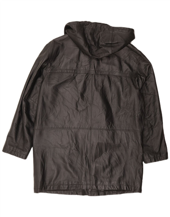 Cappotto in pelle da uomo con cappuccio Studio 81 IT 54 2XL Pelle nera