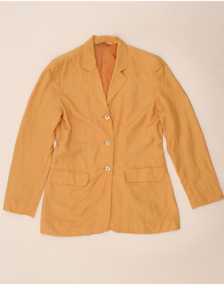 LAURA ASHLEY Womens Long Sleeve 3 Button Blazer Jacket UK 12 Medium Yellow Vintage Laura Ashley and Second-Hand Laura Ashley from Messina Hembry 