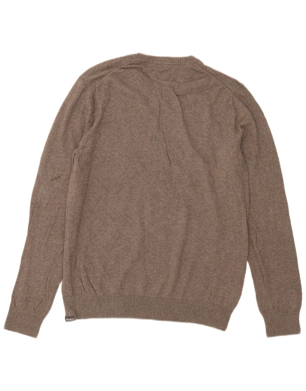 Eddie Bauer Mens V-Neck Jumper Sweater Medium Khaki Cotton