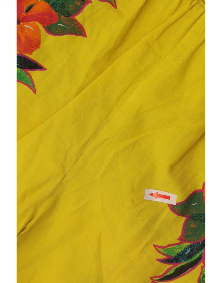 Pantaloncini da bagno grafici vintage da uomo di grandi dimensioni in poliestere floreale giallo