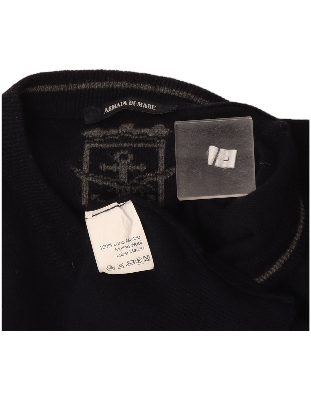 Maglione da uomo con scollo a V Armata Di Mare, grande, in lana blu navy