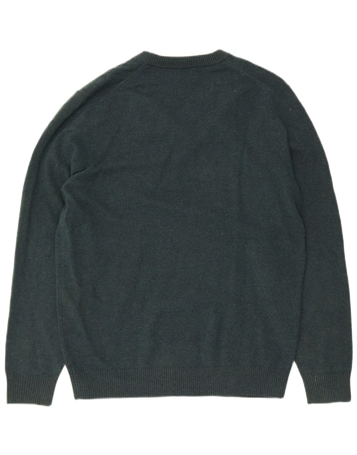 Massimo Dutti Maglione da uomo con scollo a V, grande, in lana verde
