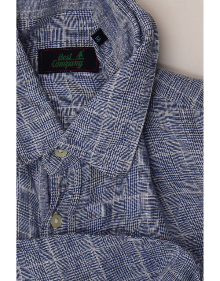 Camicia a maniche corte da uomo Best Company blu medio pied de poule