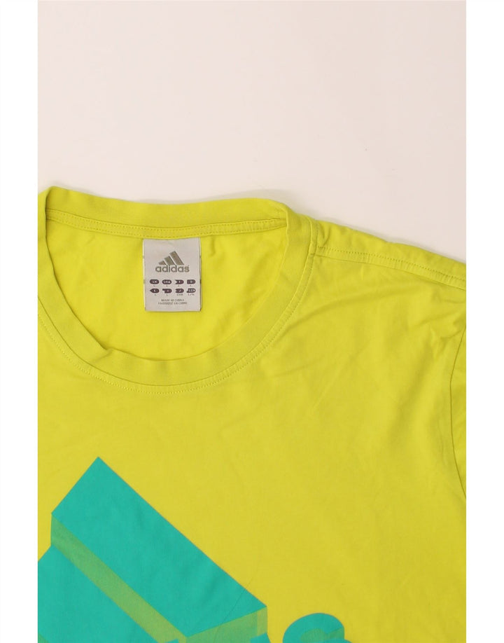 ADIDAS Mens T-Shirt Top Large Yellow Cotton Vintage Adidas and Second-Hand Adidas from Messina Hembry 