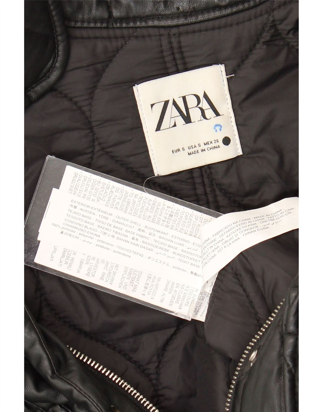 Giacca trapuntata oversize da donna Zara UK 10 piccola in poliestere nero