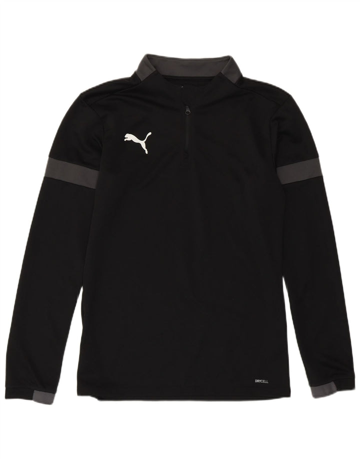 Puma Maglia da ginnastica da uomo con zip e collo, piccola, in poliestere color block nero