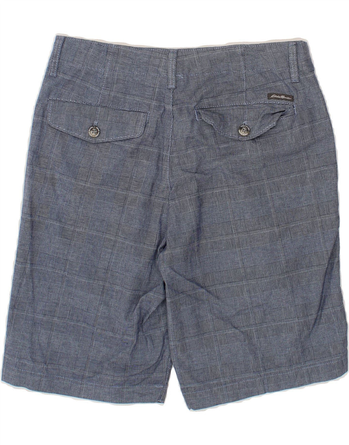 EDDIE BAUER Mens Chino Shorts W30 Medium Navy Blue Check Cotton Vintage Eddie Bauer and Second-Hand Eddie Bauer from Messina Hembry 