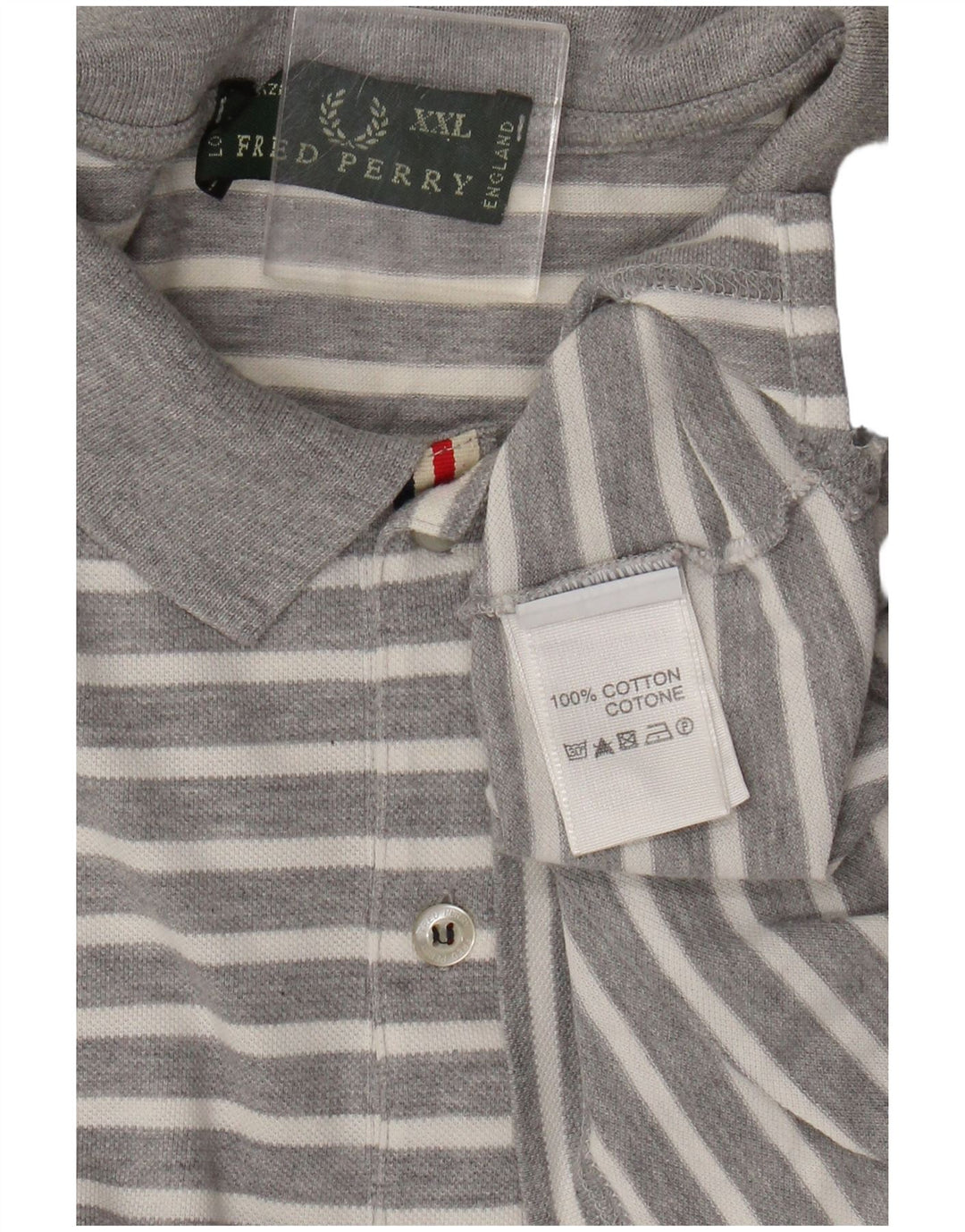 Polo da uomo Fred Perry 2XL in cotone a righe grigie
