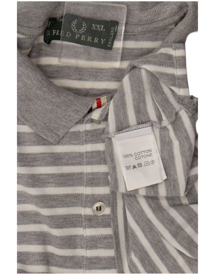 Polo da uomo Fred Perry 2XL in cotone a righe grigie