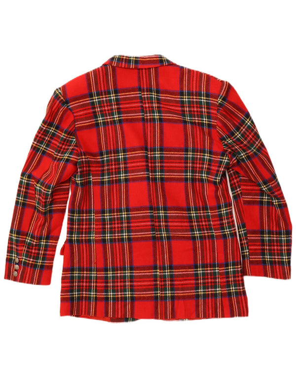 Giacca blazer vintage da donna a 2 bottoni IT 44 lana a quadri rossi medi