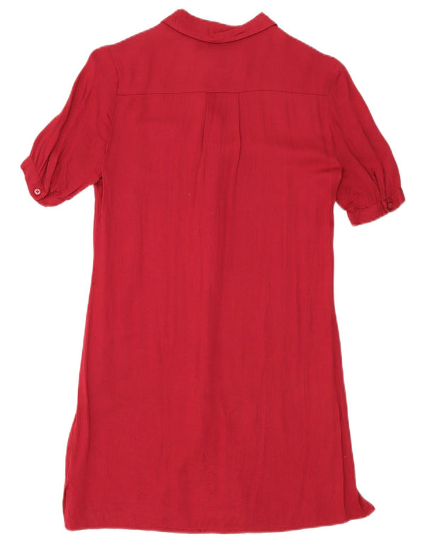 Abito chemisier a maniche corte da donna Jack Wills UK 8 piccolo in viscosa bordeaux