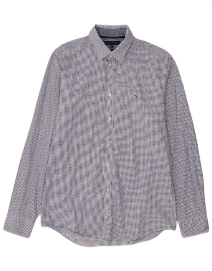 Camicia da uomo Regular Fit Tommy Hilfiger in cotone maculato blu medio