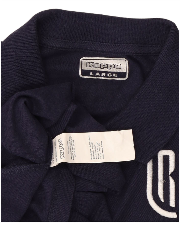 KAPPA Mens Graphic Polo Shirt Large Navy Blue Cotton
