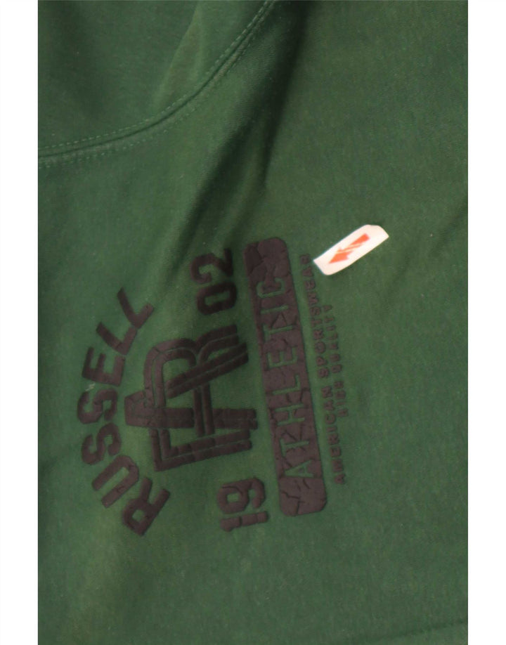 Maglione con cappuccio e zip grafica da uomo Russell Athletic Poliestere verde medio