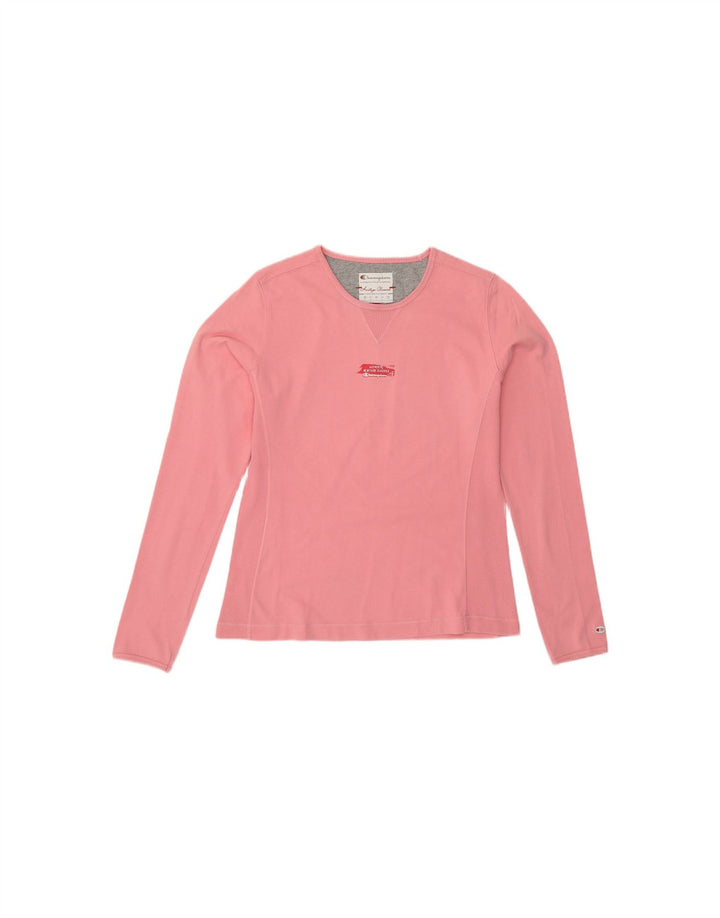 CHAMPION Womens Heritage Classics Top Long Sleeve UK 16 Large Pink Cotton