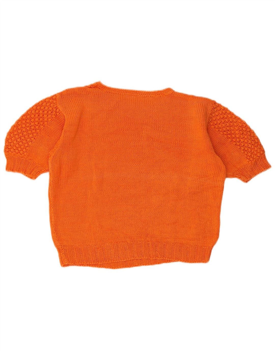 Maglione maglione girocollo corto da donna vintage UK 14 arancione medio
