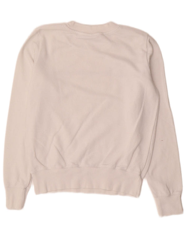 Felpa con grafica da donna Champion, maglione UK 10, piccolo cotone bianco