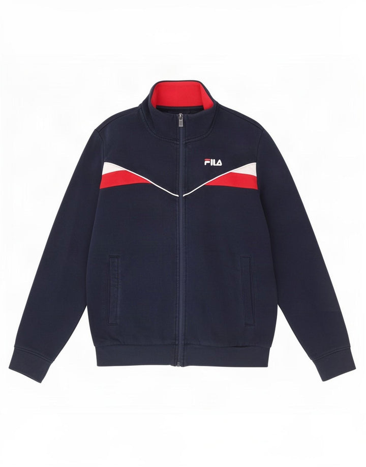 Giacca da ginnastica da uomo Fila piccola in cotone color block blu navy