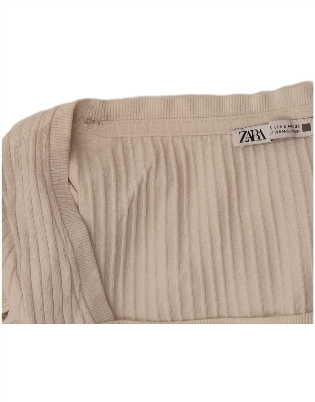 Top corto da donna Zara manica lunga UK 10 piccolo beige