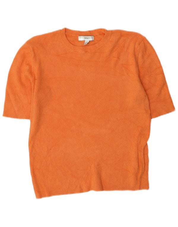 T-shirt da donna Marks & Spencer Top UK 14 Large arancione viscosa