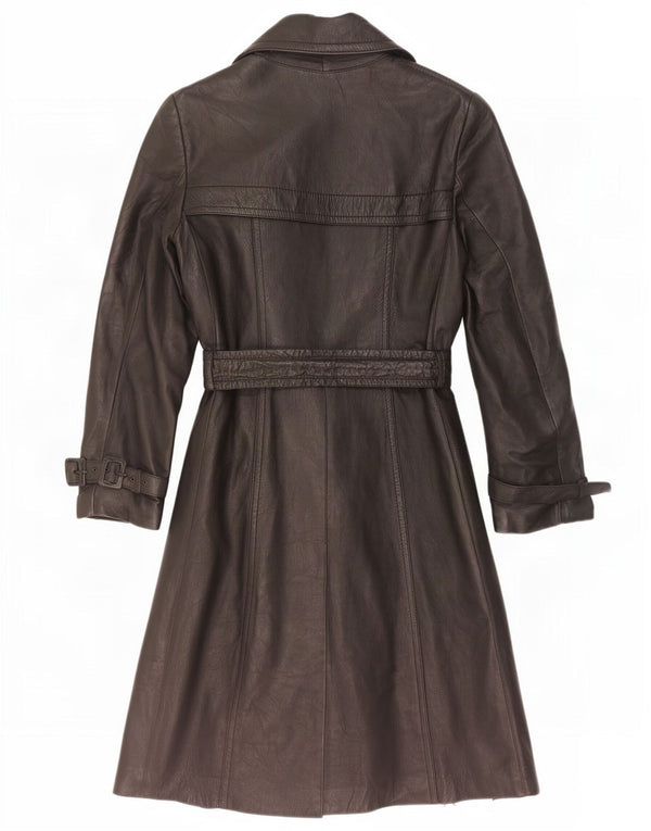 Cappotto in pelle vintage da donna UK 10 piccolo nero
