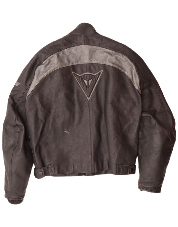 Giacca da corsa grafica da uomo DAINESE taglia 54 grande in pelle nera a blocchi di colore