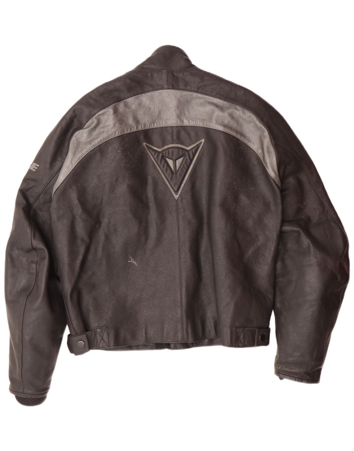 Giacca da corsa grafica da uomo DAINESE taglia 54 grande in pelle nera a blocchi di colore