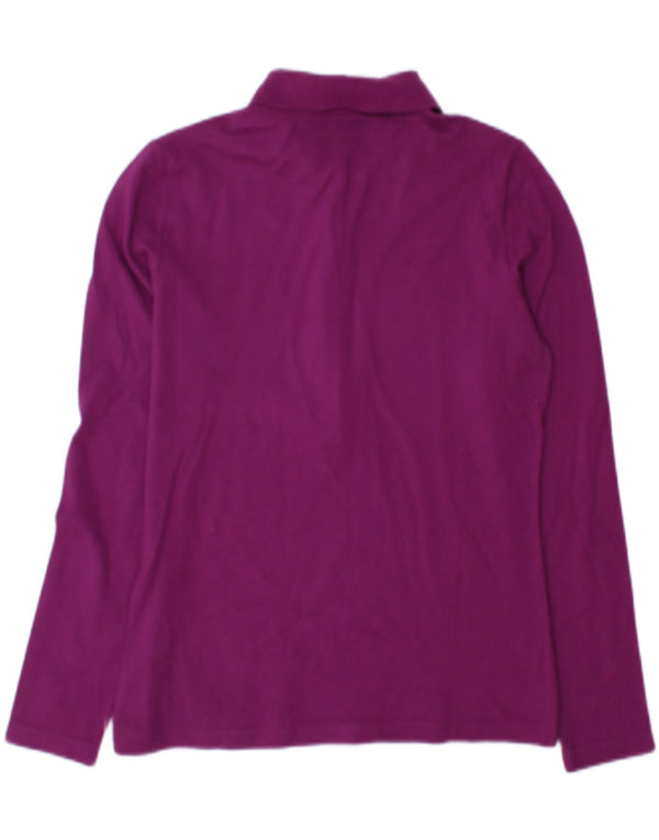 Lacoste Womens Long Sleeve Polo Shirt Size 42 Large Purple Cotton