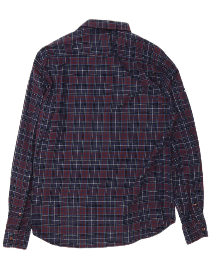 Camicia da uomo in flanella dalla vestibilità regolare Superdry, in cotone a quadri blu navy medio