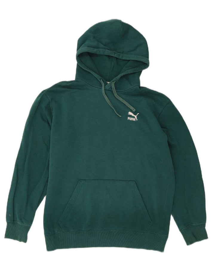 PUMA Mens Hoodie Jumper Medium Green Cotton