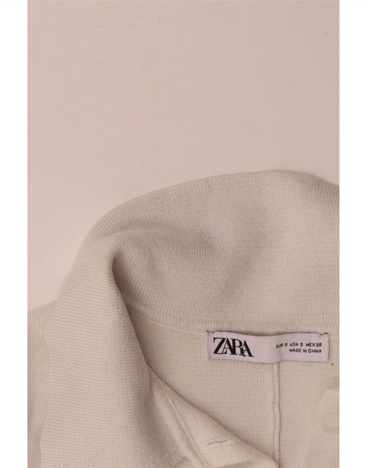 Top cardigan oversize corto da donna Zara UK 10 piccolo in viscosa bianca