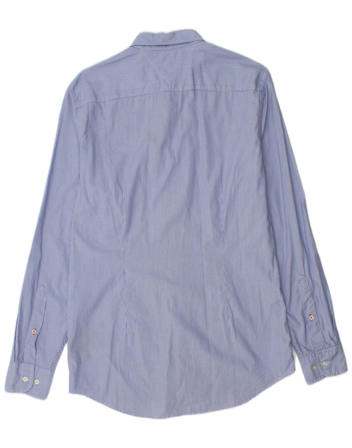 Camicia slim fit da uomo Tommy Hilfiger blu medio in cotone gessato