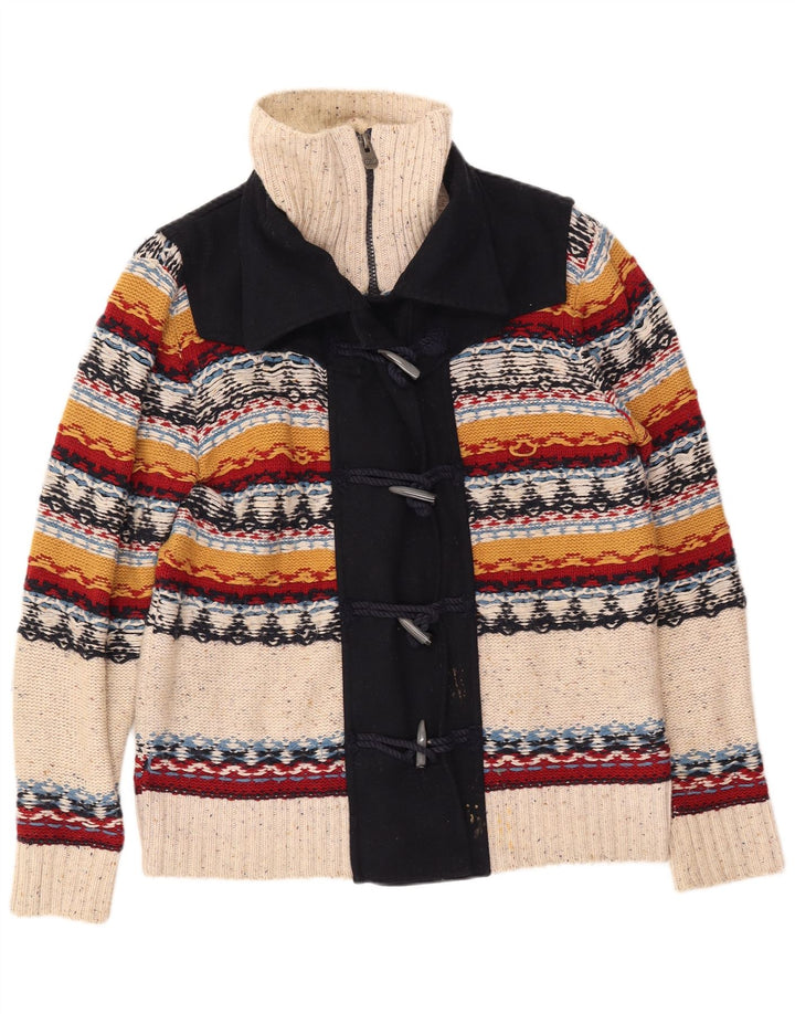 Maglione cardigan da donna DESIGUAL UK 20 2XL Poliestere a righe bianco sporco