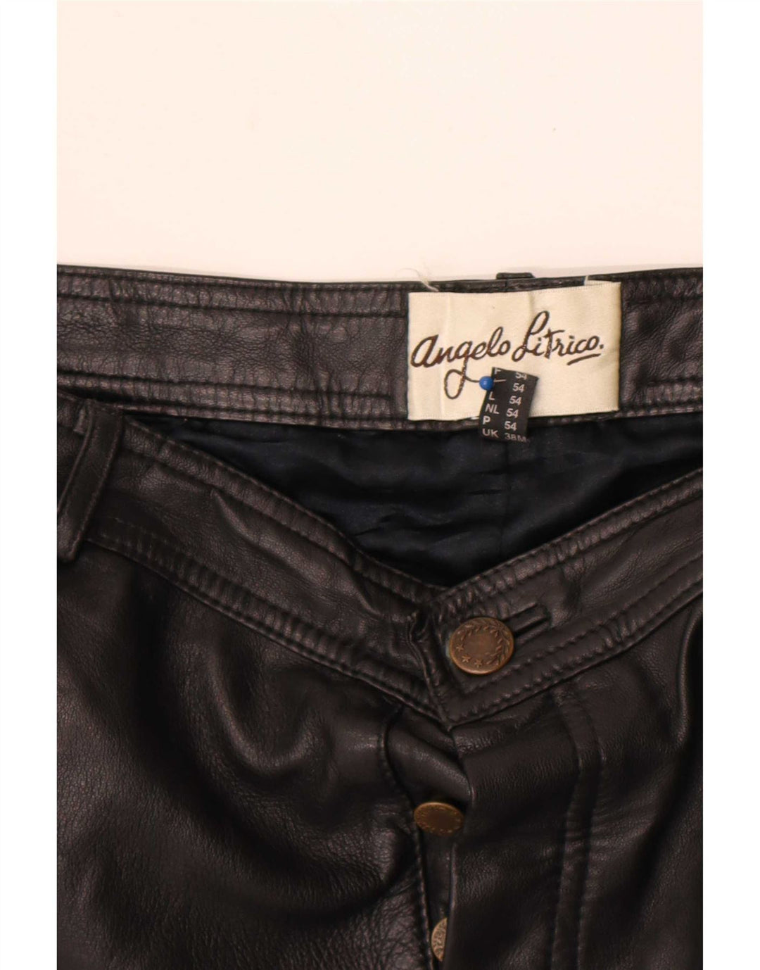 Pantaloni dritti in pelle da uomo Angelo Litrico W38 L30 neri