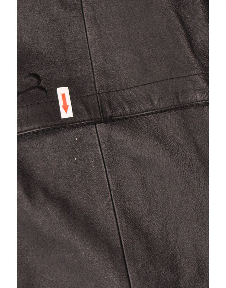 Cappotto in pelle da donna vintage US 12 grande pelle floreale nera