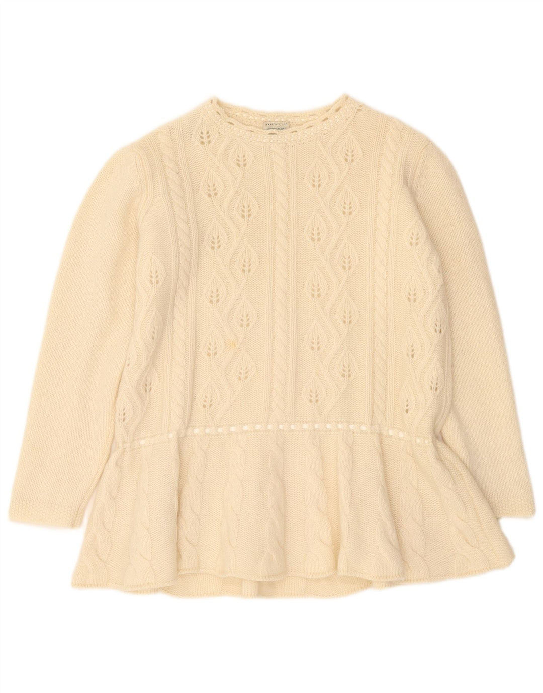 Maglione maglione con scollo a barca da donna Benetton UK 14 medio bianco sporco