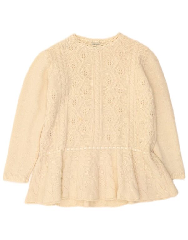 Maglione maglione con scollo a barca da donna Benetton UK 14 medio bianco sporco