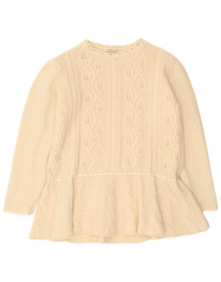 Maglione maglione con scollo a barca da donna Benetton UK 14 medio bianco sporco