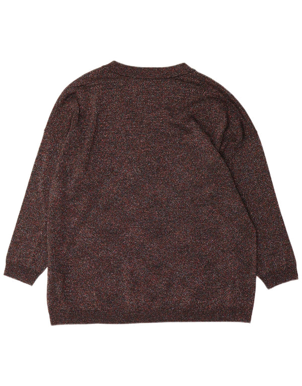 Maglione maglione oversize con scollo a V da donna Levi's UK 6 XS lana screziata marrone