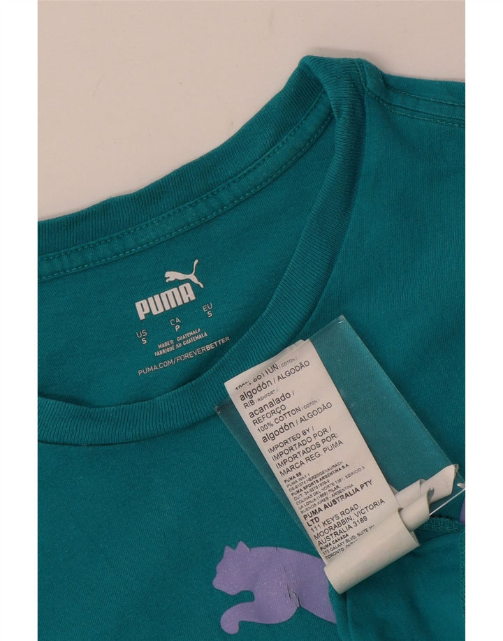 T-shirt grafica da uomo PUMA Top Small turchese in cotone