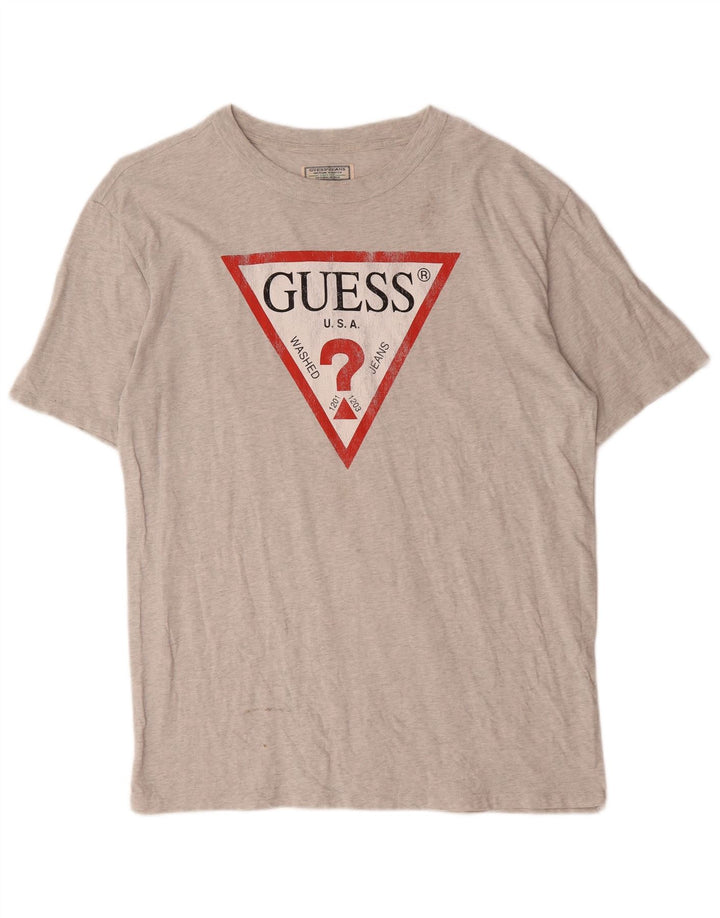 Guess T-shirt grafica da uomo Top grande in cotone chiazzato grigio