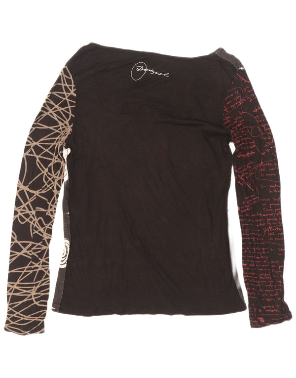 Desigual Womens Graphic Top manica lunga UK 12 viscosa floreale nera media