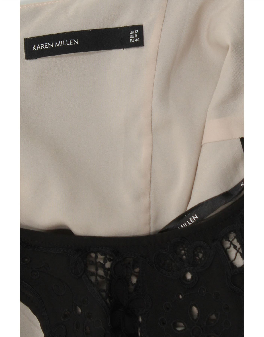 KAREN MILLEN Abito aderente senza maniche da donna UK 12 Poliestere nero medio